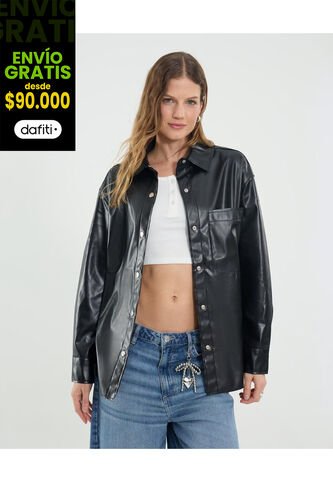 Chaqueta Para Mujer Pu Color Negro Marca Ostu #40080234 Ostu