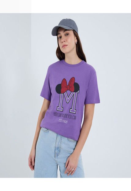 Camiseta Para Mujer Manga Corta Cuello Redondo Color Morado Marca Ostu #40092487