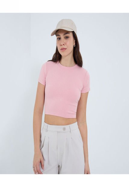 Camiseta Para Mujer Manga Corta Moda Color Rosa Marca Ostu #40092463
