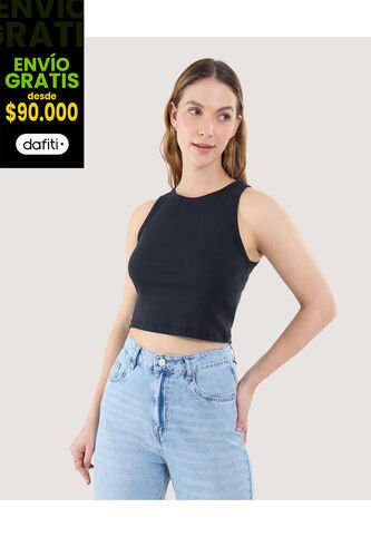 Camiseta Para Mujer Crop Top Manga Sisa Color Negro Marca Ostu #40092240 Ostu