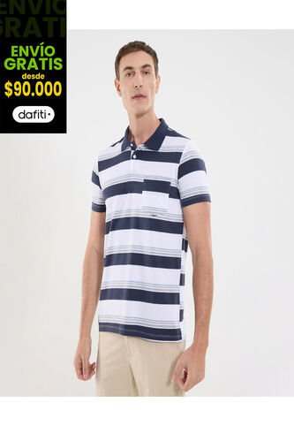 Polo Para Hombre Cuello Tejido Con Bolsillo Color Blanco Marca Ostu #60110772 Ostu