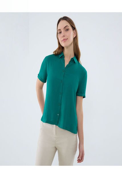 Camisa Para Mujer Manga Corta Color Verde Marca Ostu #40010301