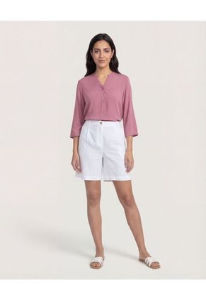 Bermuda  Para Mujer Regular Corto Color Blanco Marca Ostu #40100118