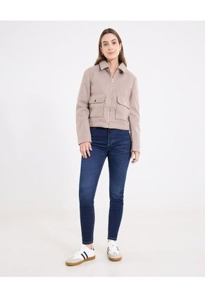 Chaqueta  Para Mujer Trucker Color Beige Marca Ostu #40080258