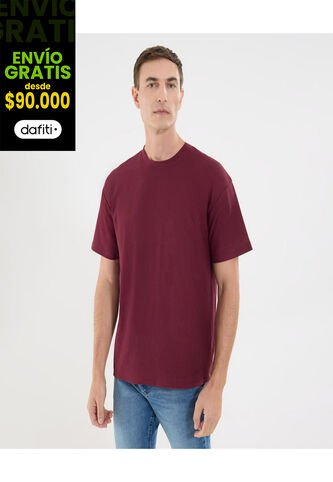Camiseta Para Hombre Manga Corta Cuello Redondo Color Vino Marca Ostu #60091702 Ostu