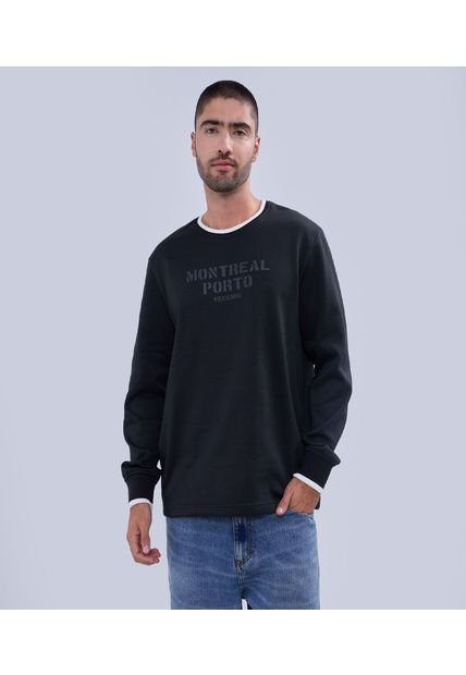 Buzo Para Hombre Cuello Redondo Color Negro Marca Ostu #60060451