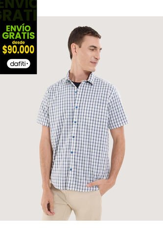 Camisa Para Hombre Manga Corta Con Bolsillo Cuello Casual M Color Azul Marca Ostu #60010851 Ostu