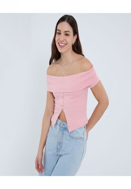Camiseta Para Mujer Manga Corta Moda Color Rosa Marca Ostu #40092460