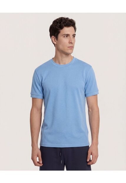 Camiseta  Para Hombre Manga Corta Cuello Redondo Color Azul Marca Ostu #60091809