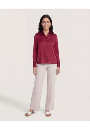 Camisa  Para Mujer Manga Larga Color Vino Marca Ostu #40010344