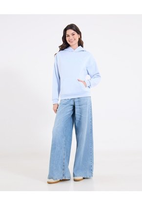 Buzo Tipo Hoodie Para Mujer Azul Ostu