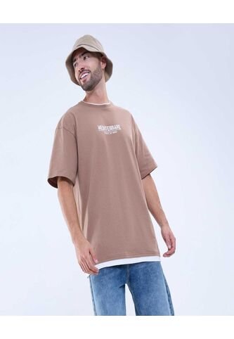 Camiseta Para Hombre Manga Corta Color Café  Marca Ostu #60091398 Ostu