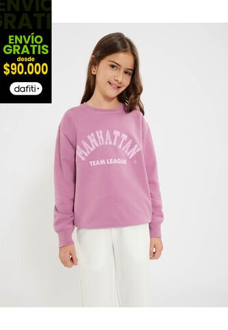 Buzo Infantil Niña Cuello Redondo Color Morado Marca Ostu #90060150 Ostu