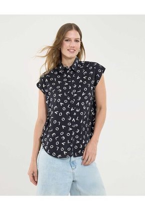 Camisa Para Mujer Manga Corta Color Negro Marca Ostu #40010239