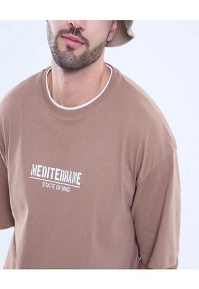 Camiseta Para Hombre Manga Corta Color Café  Marca Ostu #60091398