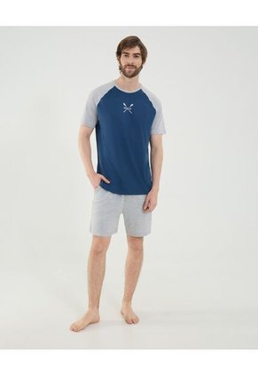 Camiseta Para Hombre Manga Corta Cuello Redondo Color Azul Marca Ostu #60091744