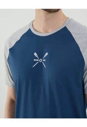 Camiseta Para Hombre Manga Corta Cuello Redondo Color Azul Marca Ostu #60091744