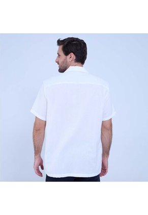 Camisa Para Hombre Manga Corta Sin Bolsillo Color Crema Marca Ostu #60010777