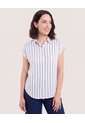Camisa Manga Corta  Para Mujer Azul Ostu de Ostu