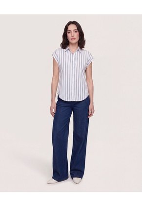 Camisa Manga Corta  Para Mujer Azul Ostu