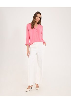 Blusa Para Mujer Manga 3/4 Color Salmon Marca Ostu #40121117