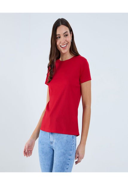 Camiseta Para Mujer Manga Corta Cuello Redondo Color Rojo Marca Ostu #40092415