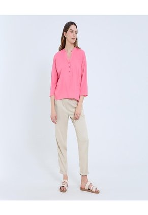 Blusa Para Mujer Manga 3/4 Color Salmon Marca Ostu #40121117