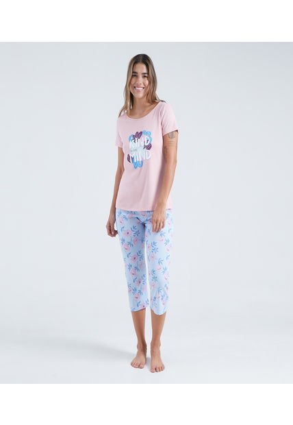 Pijama Para Mujer Ostu Color Rosa Material Poliéster 65% Algodón 35%