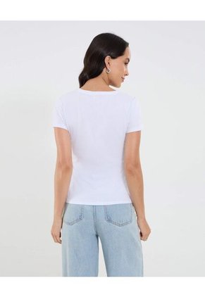 Camiseta Para Mujer Manga Corta Cuello Redondo Color Blanco Marca Ostu #40092476