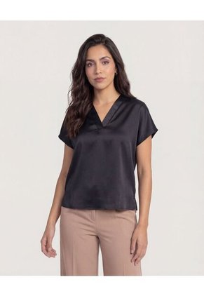 Blusa  Para Mujer Manga Corta Color Negro Marca Ostu #40121107
