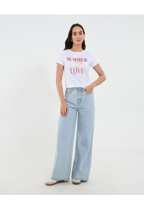 Camiseta Para Mujer Manga Corta Cuello Redondo Color Blanco Marca Ostu #40092476