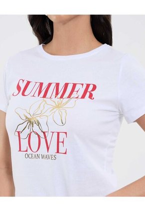 Camiseta Para Mujer Manga Corta Cuello Redondo Color Blanco Marca Ostu #40092476