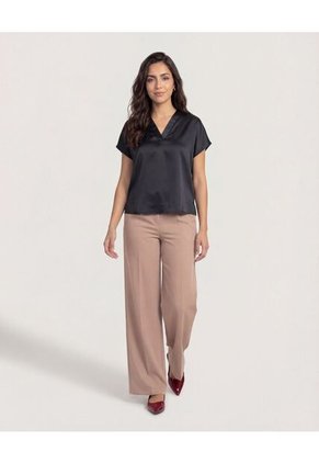 Blusa  Para Mujer Manga Corta Color Negro Marca Ostu #40121107