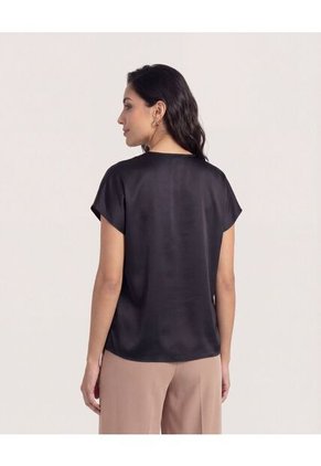Blusa  Para Mujer Manga Corta Color Negro Marca Ostu #40121107