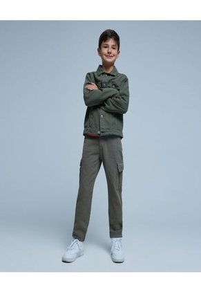 Chaqueta Para Niño Trucker Color Verde  Marca Ostu #80080031