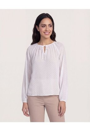 Blusa  Para Mujer Manga Larga Color Crudo Marca Ostu #40121244