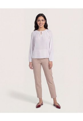 Blusa  Para Mujer Manga Larga Color Crudo Marca Ostu #40121244