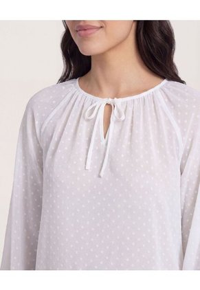 Blusa  Para Mujer Manga Larga Color Crudo Marca Ostu #40121244