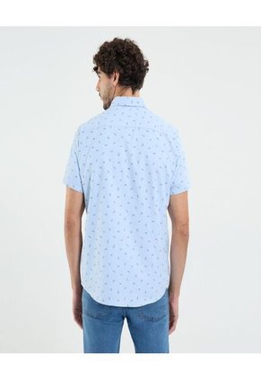 Camisa Para Hombre Manga Corta Con Bolsillo Cuello Casual M Color Azul Marca Ostu #60010821