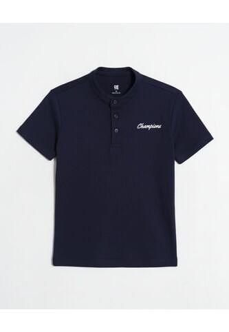 Polo  Infantil Niño Manga Corta Color Azul Marca Ostu #80110116 Ostu