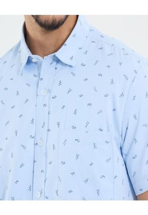 Camisa Para Hombre Manga Corta Con Bolsillo Cuello Casual M Color Azul Marca Ostu #60010821