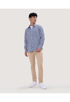 Camisa Para Hombre Manga Larga Con Bolsillo Color Azul  Marca Ostu #60010753
