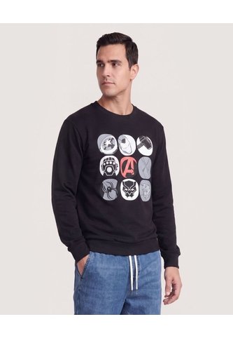 Buzo Icons Avengers  Para Hombre Negro Ostu Ostu