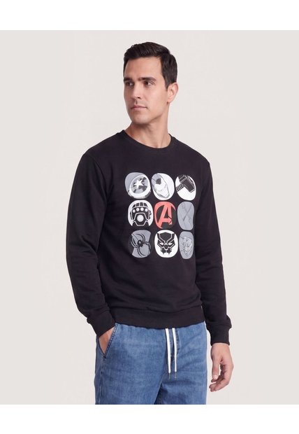 Buzo Icons Avengers  Para Hombre Negro Ostu