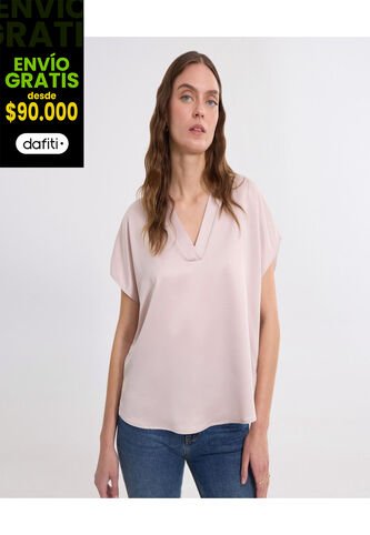 Blusa Para Mujer Manga Corta Color Beige Marca Ostu #40121161 Ostu