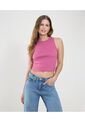 Camiseta Para Mujer Crop Top Manga Sisa Color Morado Marca Ostu #40092608 de Ostu