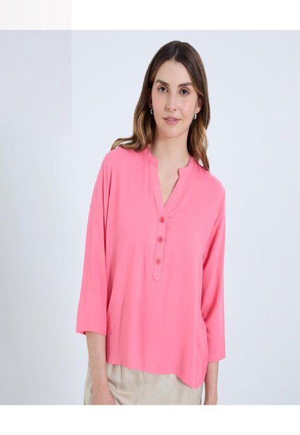 Blusa Para Mujer Manga 3/4 Color Salmon Marca Ostu #40121117