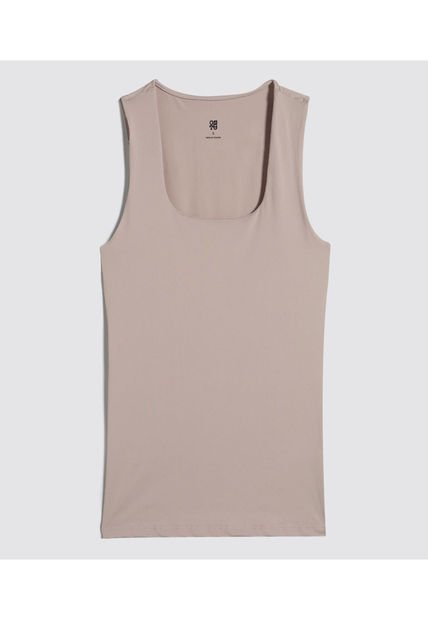 Top Para Mujer Cuello Redondo Color Beige Marca Ostu #40220324