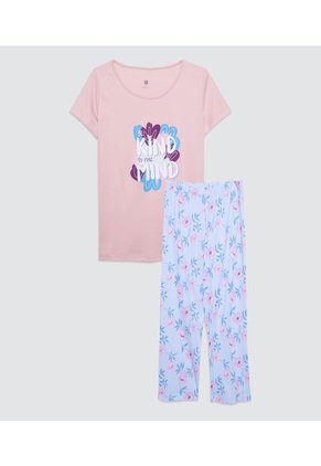 Pijama Para Mujer Ostu Color Rosa Material Poliéster 65% Algodón 35%