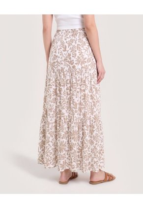 Falda Maxi Floral  Para Mujer Café Ostu